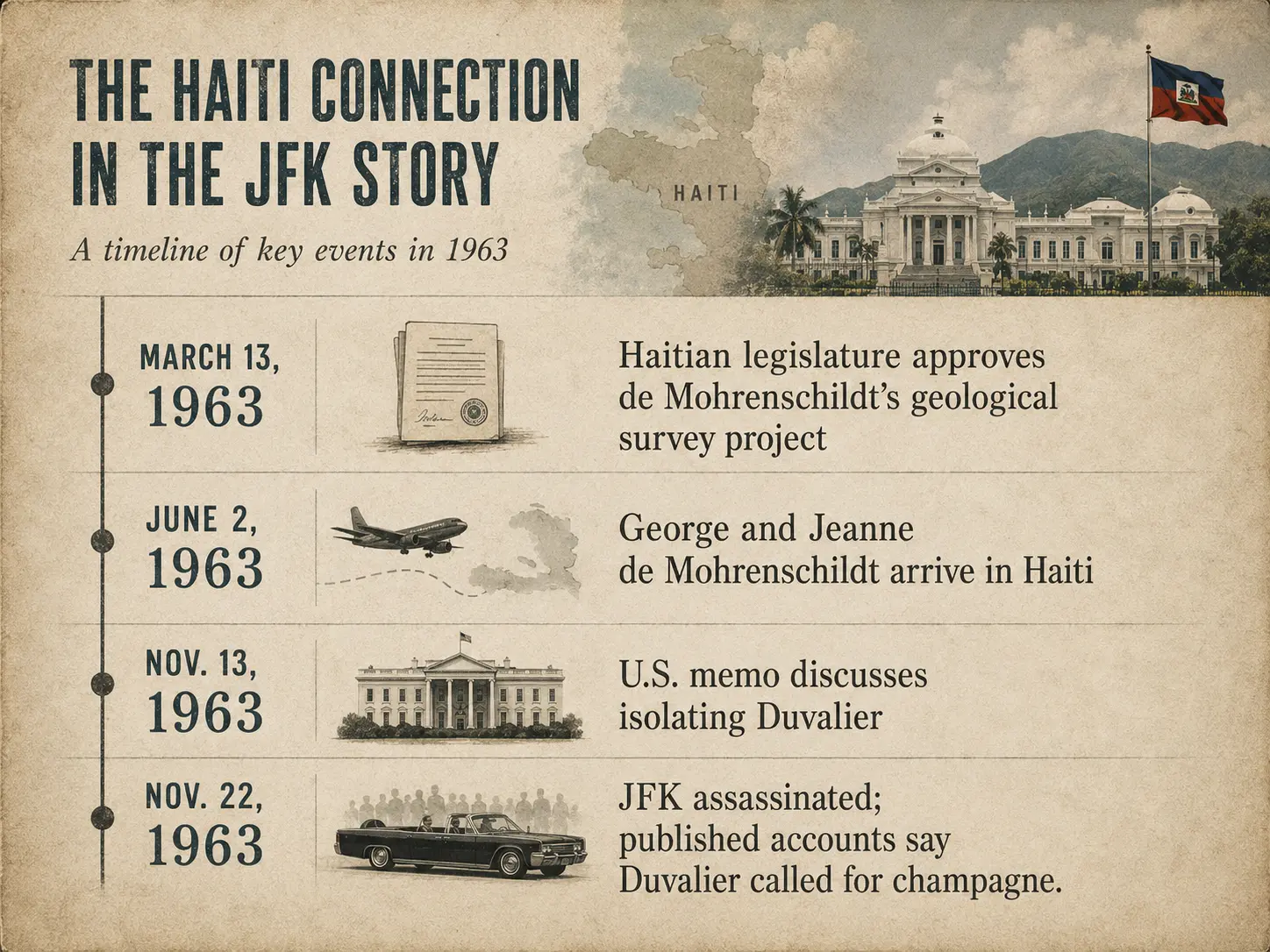 JFK Haiti connection timeline of key 1963 events involving George de Mohrenschildt, Duvalier and Kennedy’s assassination